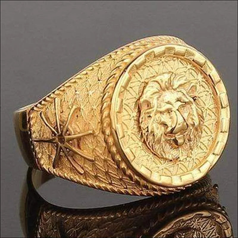 Chevalière Homme Argent Or Jaune Tête de Lion Chevalière Royale