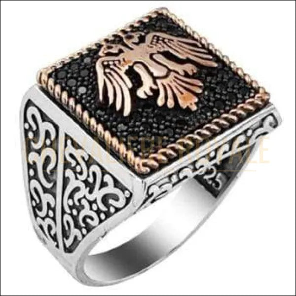 Chevalière Hommes Argent Aigle Bicéphale Chevalière Royale