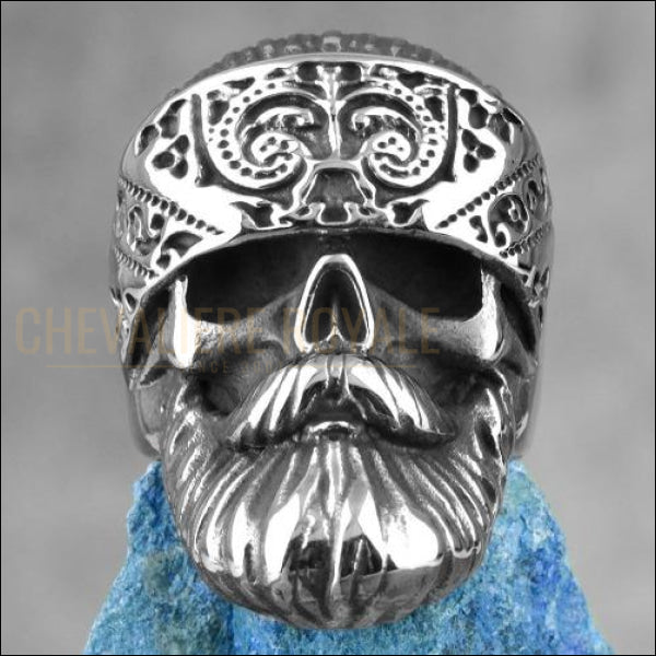 Chevalier royale pour hommes en acier style hippie à crâne barbu