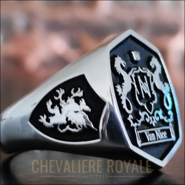 Chevalière Hexagonale Argent Massif : Votre Style, Votre Histoire - Chevaliere Royale - 72