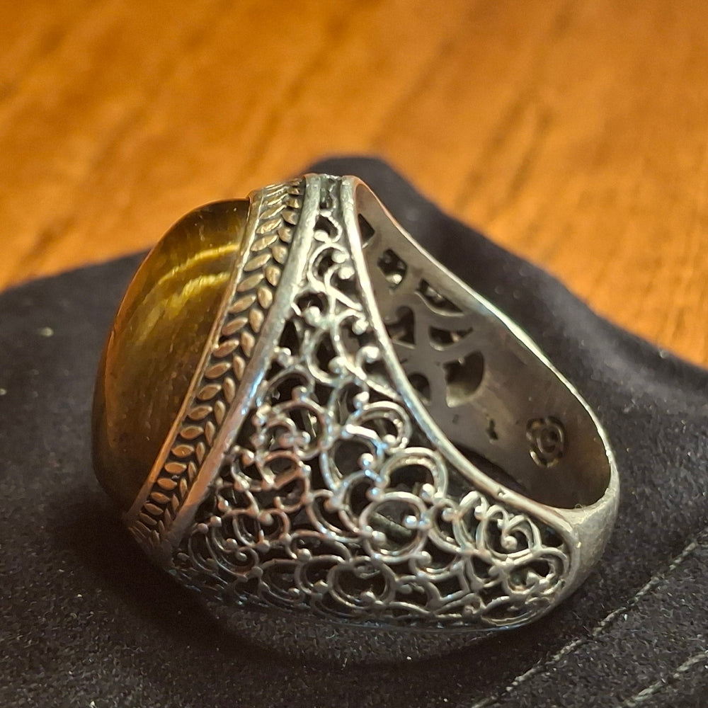 Chevalière Homme "Duo Absolu" en Argent 925 et Œil du Tigre