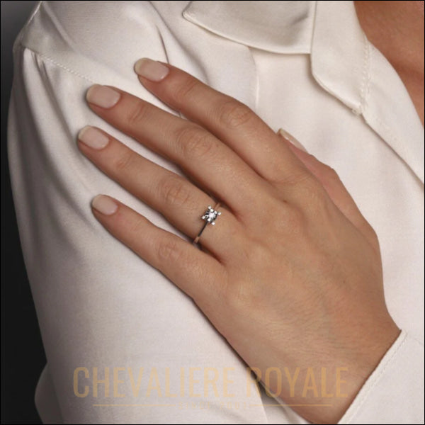 Diamants de Qualité pour Votre Promesse - Bague de Promesse Or blanc 8K-Chevaliere Royale - 