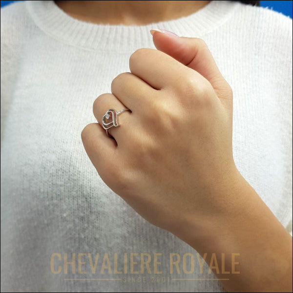 Bague de promesse en Or Blanc 14K - Un Symbole Romantique-Chevaliere Royale-25