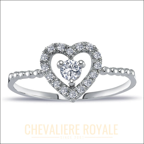 Bague de Promesse Or Blanc 14 Carats - Un Symbole de Romance Éternelle-Chevaliere Royale -2023 