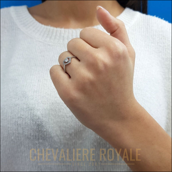 Bague de Promesse Or Blanc 14 Carats - Un Symbole de Romance Éternelle-Chevaliere Royale - 245
