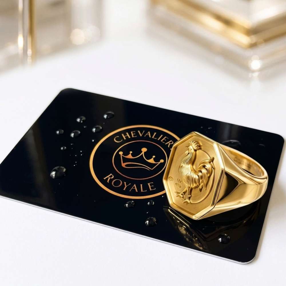 Chevalière Coq FR en OR 18 carats: Fabrication Artisanale sur Mesure