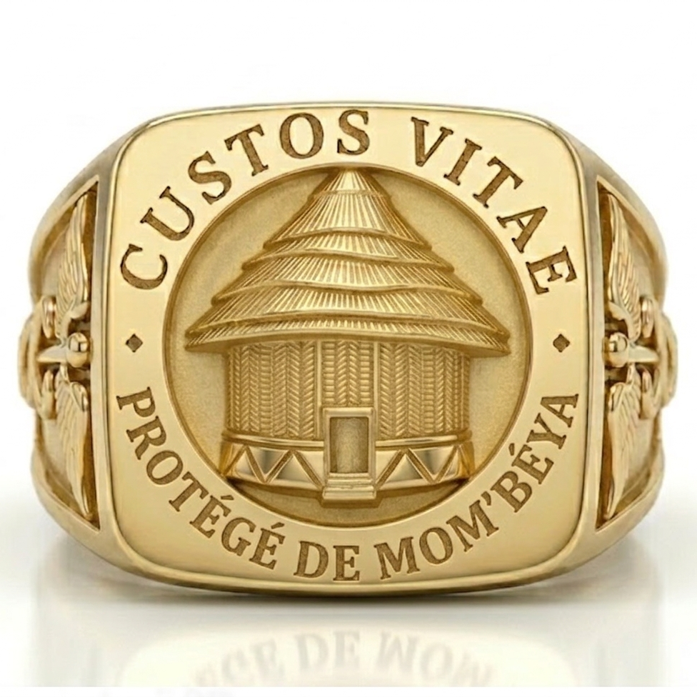 Bague-armoirie-personnalisee-avec-blason-en-relief-3D-et-gravure-heraldique-sur-or-jaune-massif-Chevaliere-Royale