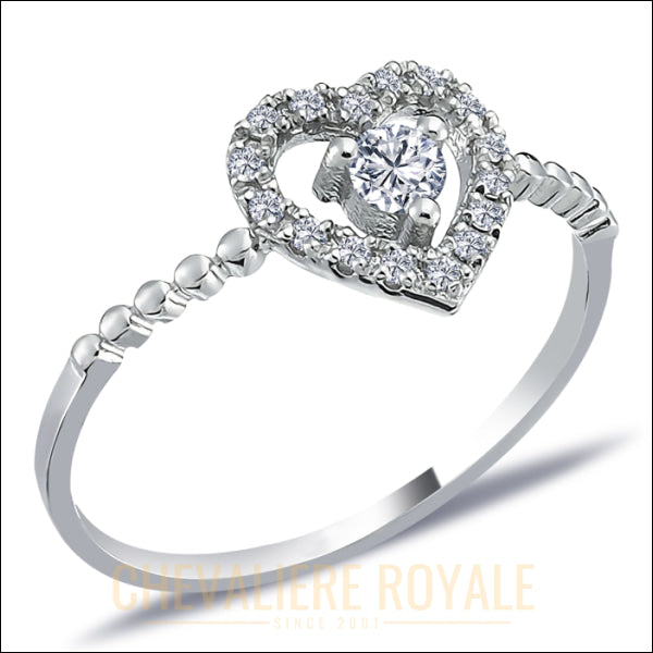Bague de Promesse Or Blanc 14 Carats - Un Symbole de Romance Éternelle-Chevaliere Royale - 