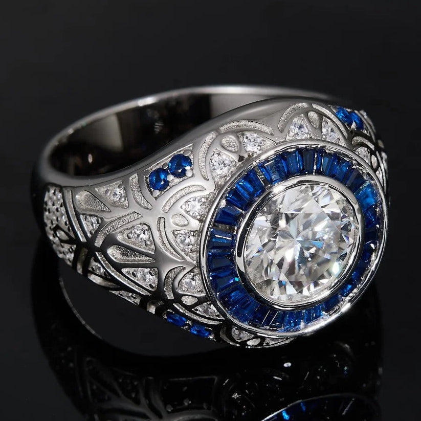 Bague de luxe homme Argent et Moissanite