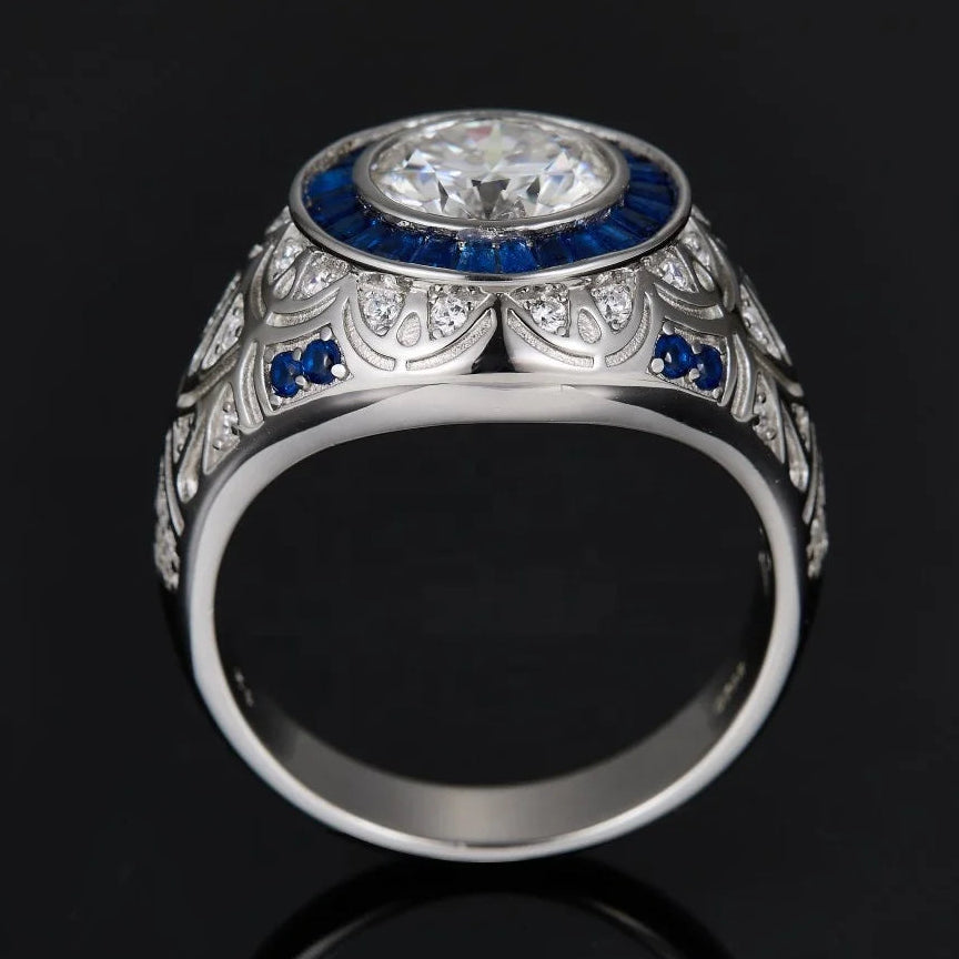 Bague de luxe homme Argent et Moissanite