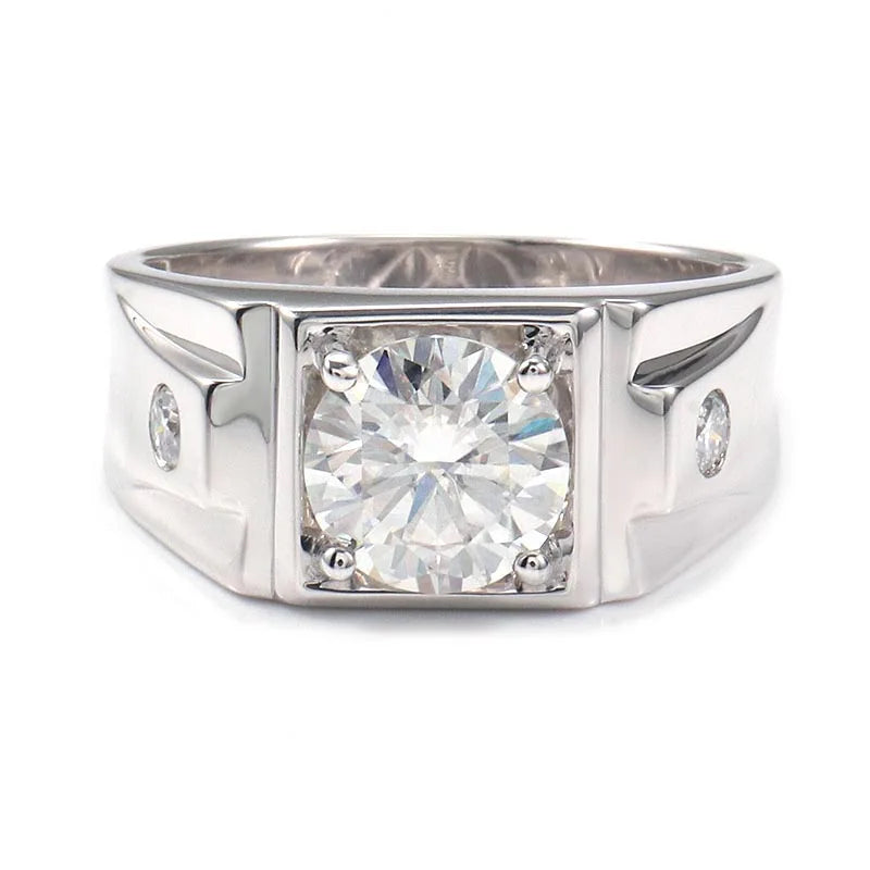 Bague de mariage homme en or 18K et Moissanite éclatante