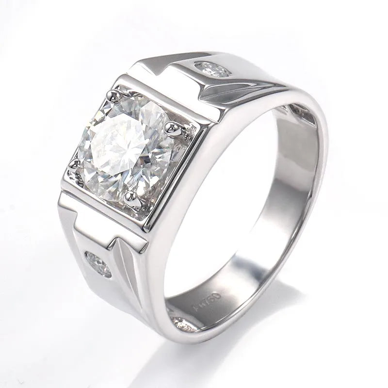 Bague de mariage homme en or 18K et Moissanite éclatante