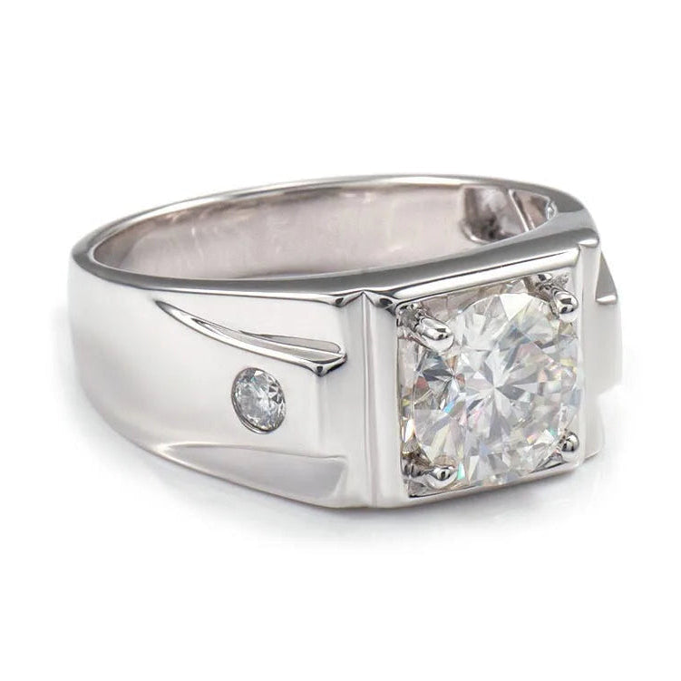 Bague-de-mariage-homme-or-18carats-Moissanite-eclatante-chevaliere-royale