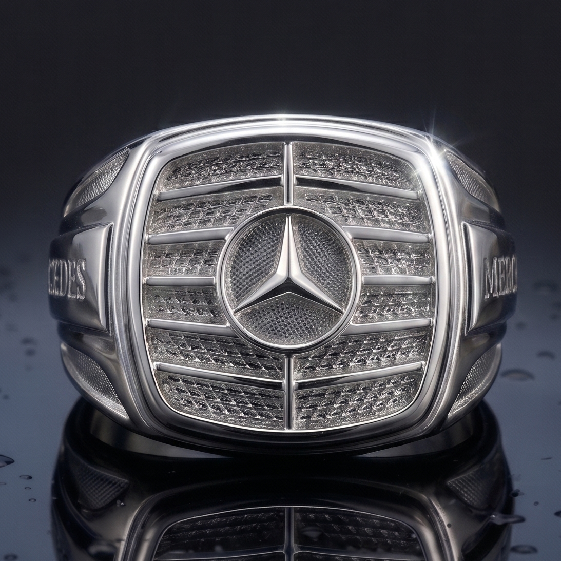 Chevalière Mercedes pour Homme - Bague Argent & Or sur Mesure