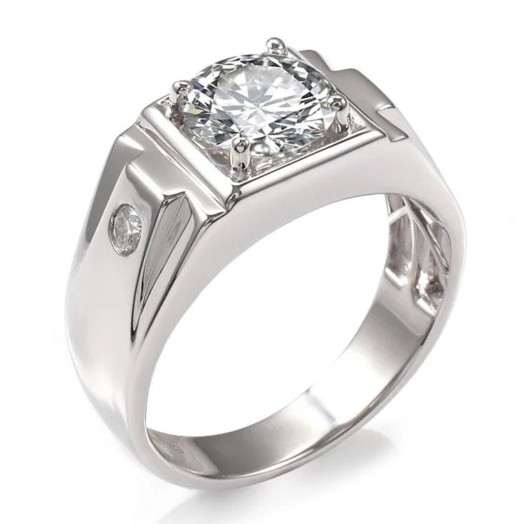 Bague-mariage-homme-or-18K-Moissanite-eclatante-chevaliere-royale