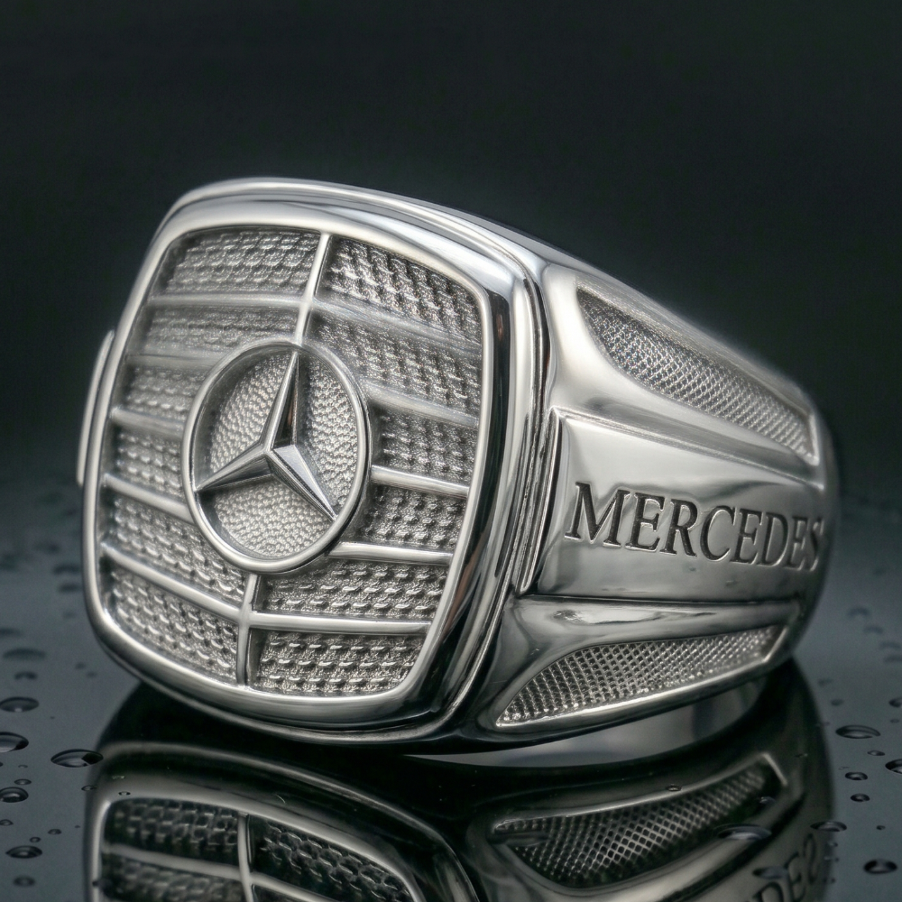 Chevalière Mercedes pour Homme - Bague Argent & Or sur Mesure