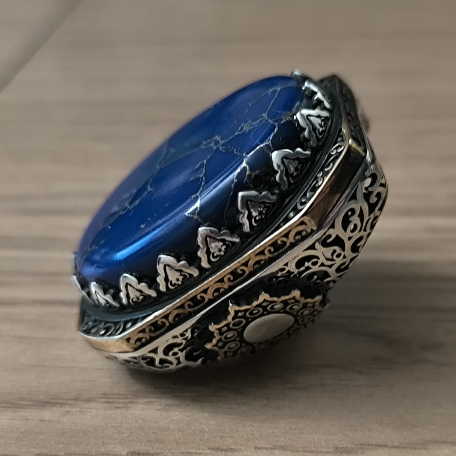 Chevalière d’Exception Argent &amp; Lapis-Lazuli (État Neuf - Moitié Prix !)