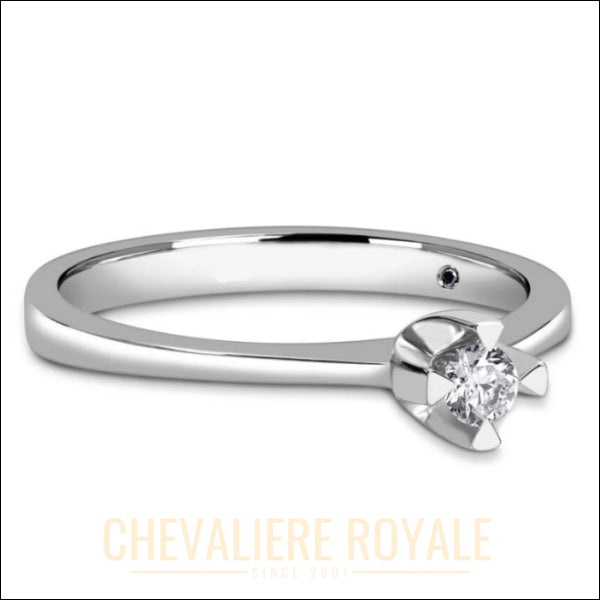 Bague Diamant Solitaire 0,11 Carat en Or 14 Carats - Élégance-Chevaliere Roayle - 