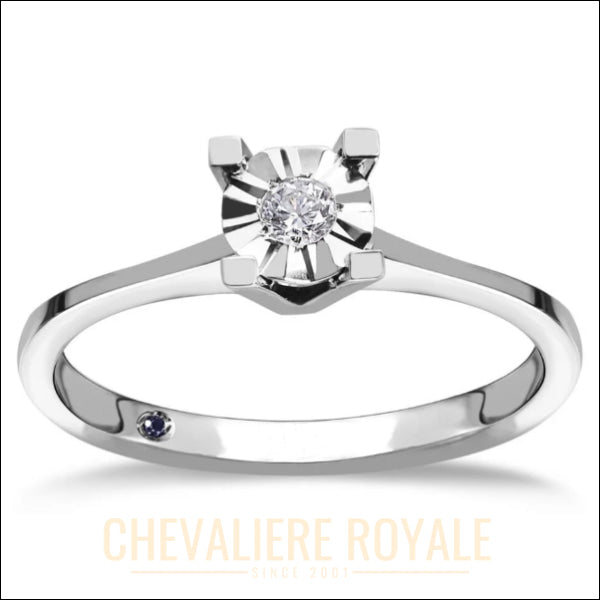 Bague de Promesse Unique en Or 8 Carats : Diamants Éclatants-Chevaliere Royale - 1