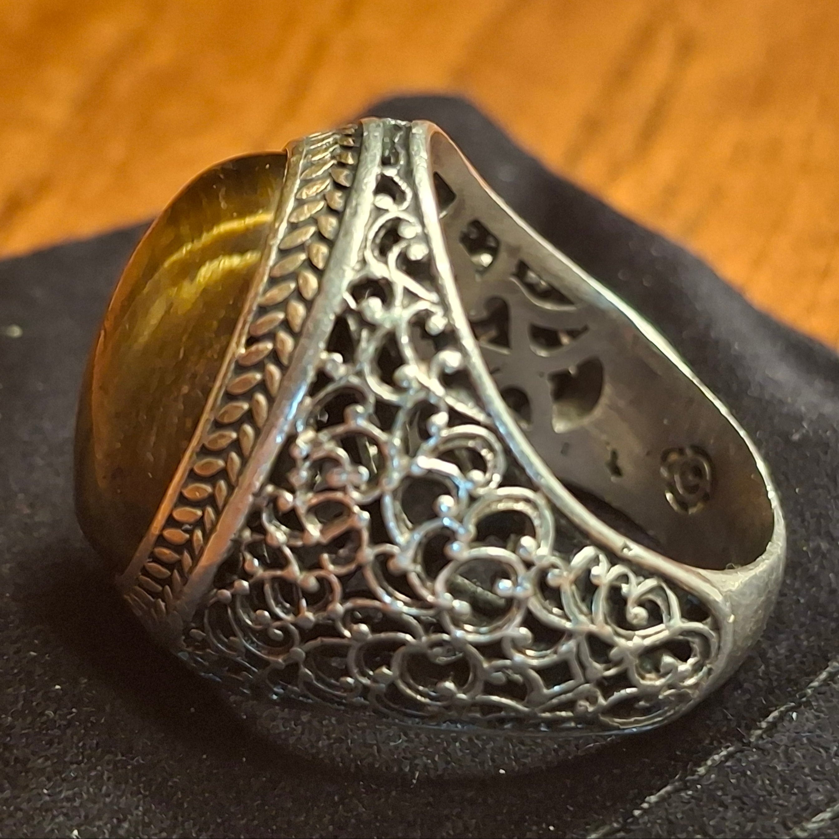 Chevalière-Homme-Argent 925 & Œil-de-Tigre - Occasion État Neuf