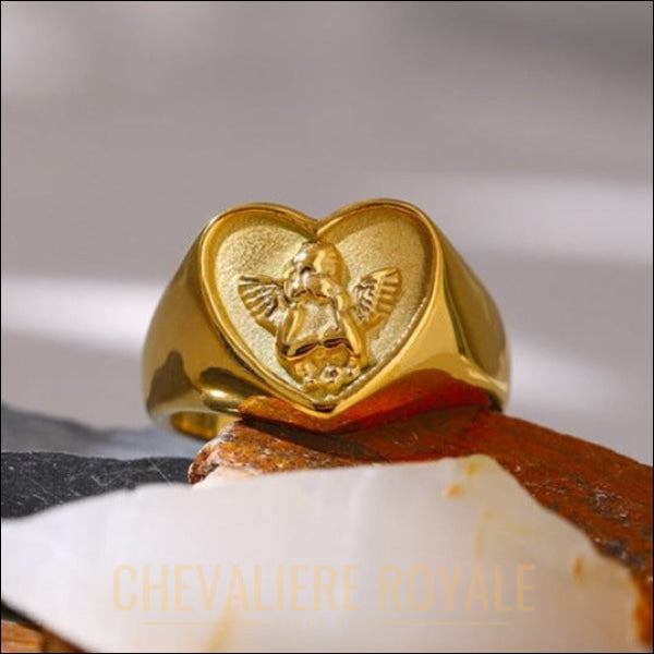 Chevalière Argent en Forme de Cœur - Symbole intemporel d'amour - Chevaliere Royale - 354