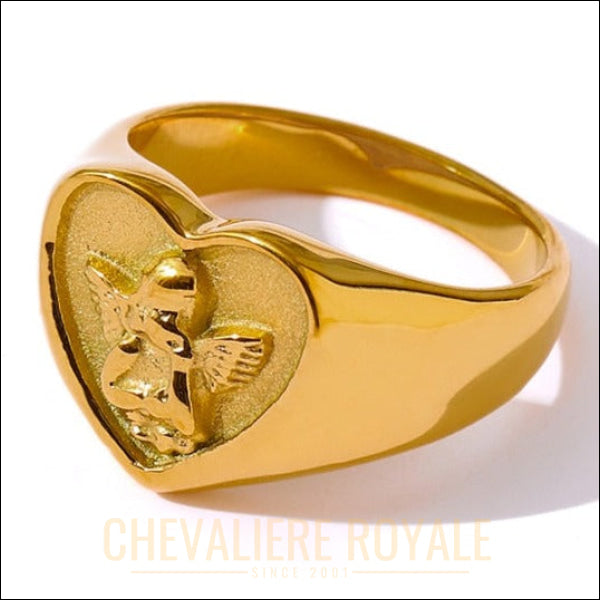 Chevalière Argent en Forme de Cœur - Symbole intemporel d'amour - Chevaliere Royale - 