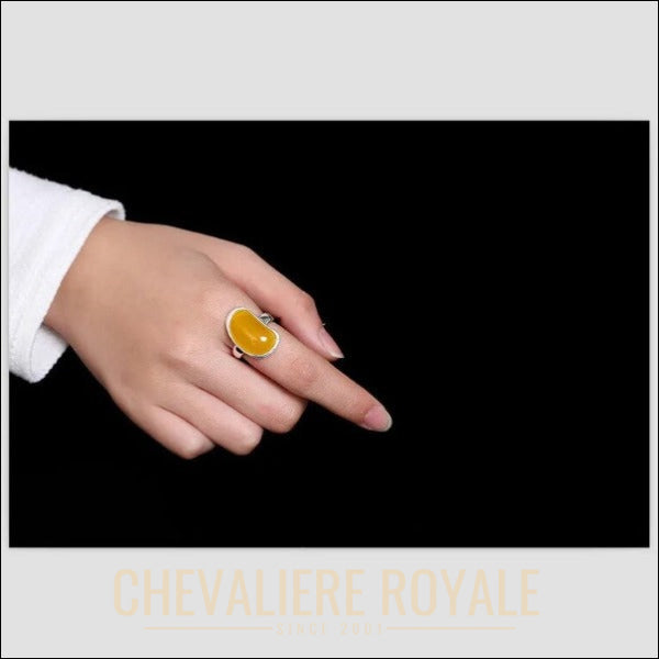 Bague Chevalière Chrysoprase Jaune : Éclat Naturel pour Femmes-Chevaliere Royale - 65