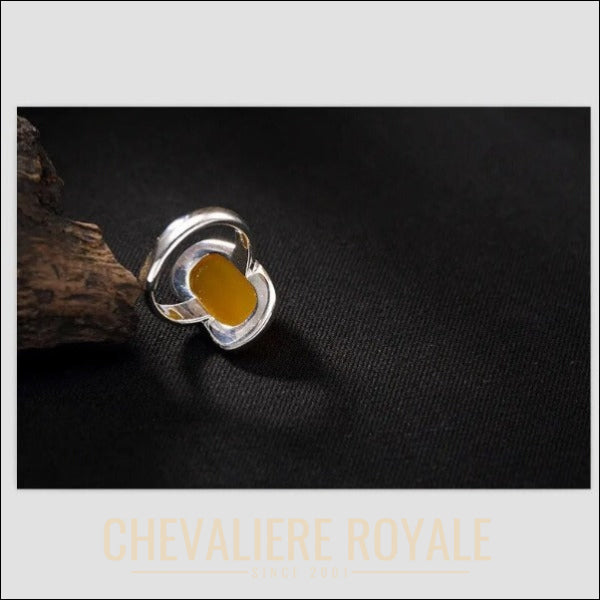 Bague Chevalière Chrysoprase Jaune : Éclat Naturel pour Femmes-Chevaliere Royale - 546