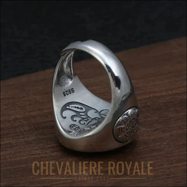 Chevalière Argent  : Symboles Taoïstes Uniques-Chevaliere Royale- 8465