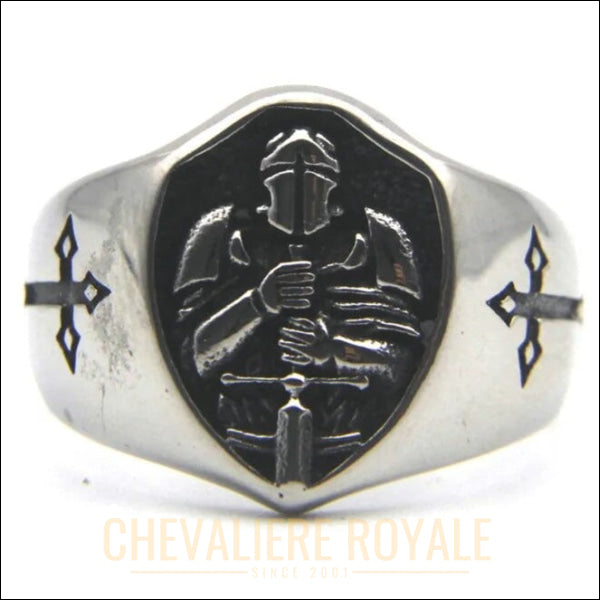 Chevalière homme en acier | Croix Guerrière Solide-Chevaliere ROyale -