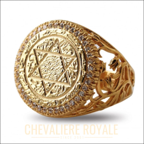 Bague Chevalière Sceau de Salomon en Or 8 et 14 Carats-Chevaliere ROyale - 