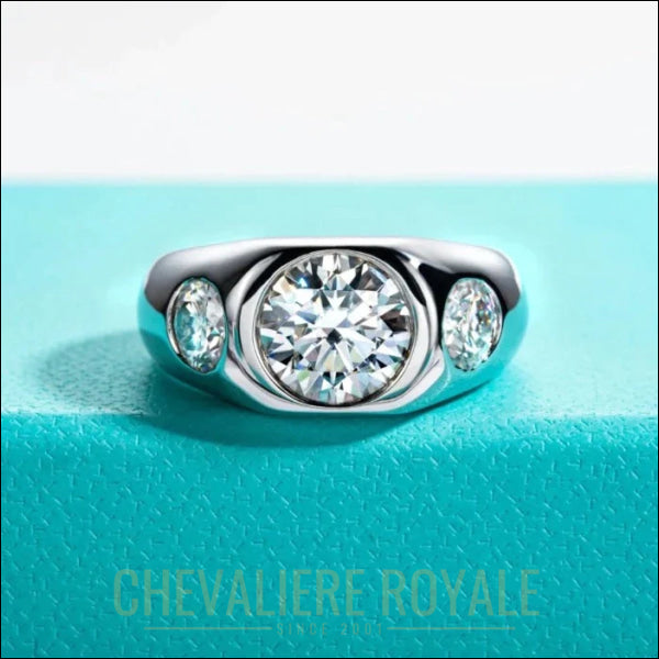 Chevalière Homme Argent 18K: Élégance Diamantée Moderne-Chevaliere Royale - 52