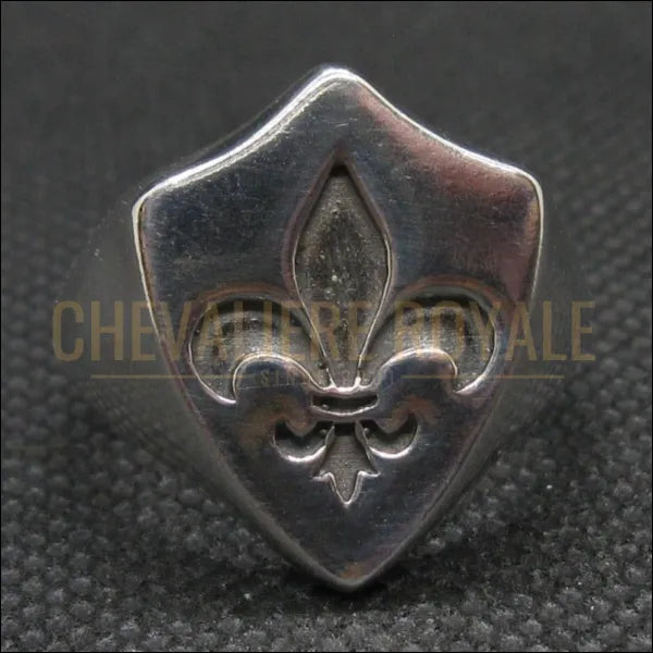 Artisanat Exquis : Bague Chevalière Fleur de lys en Argent Massif-Chevaliere Royale-888