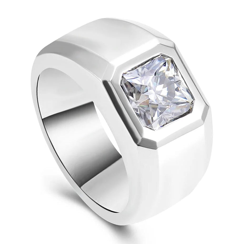 Chevalière Moissanite Or Blanc pour Homme : le raffinement absolu