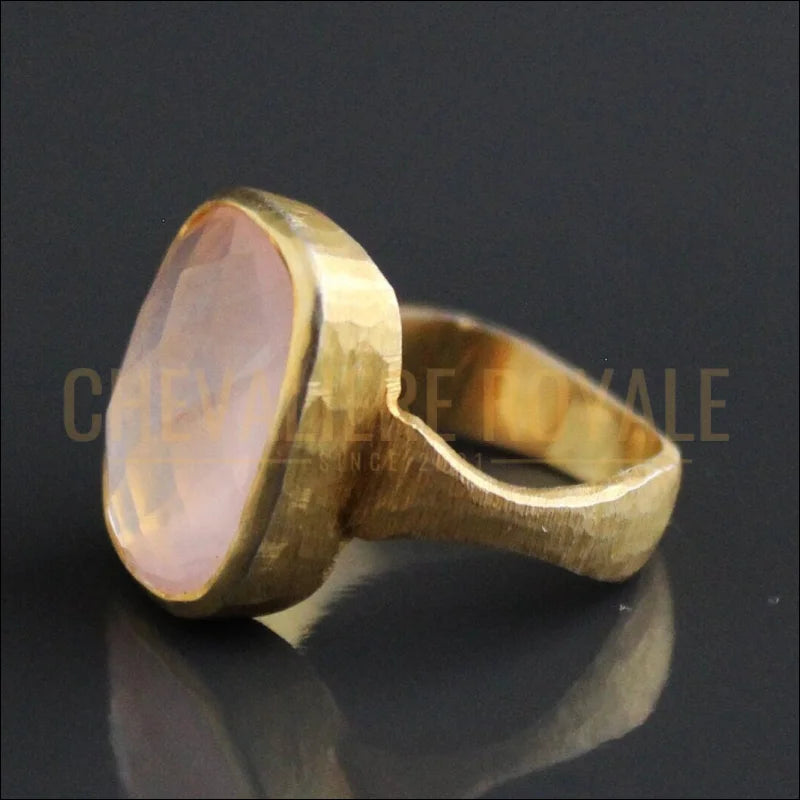 Bague-en-quartz-rose-faite-main-plaquée-or-carats-Chevaliere-Royale