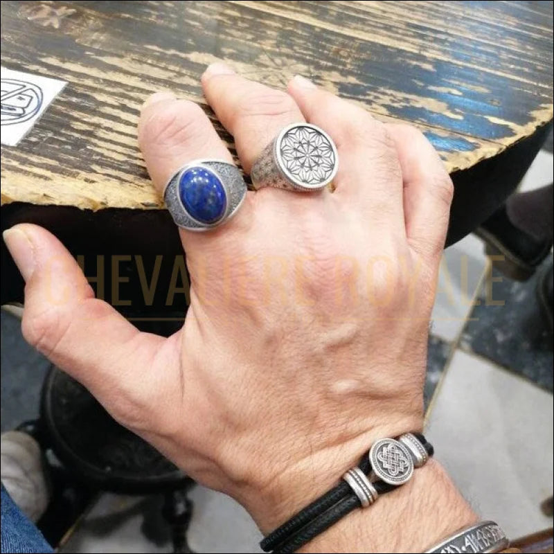 Bague Argent Arbre de vie et Pierre Lapis-Lazuli-2024-Chevaliere-Royale-avis-clients