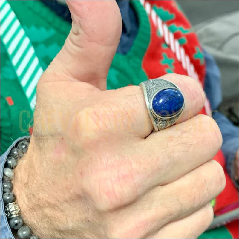 Bague argent arbre de vie et pierre lapis-lazuli