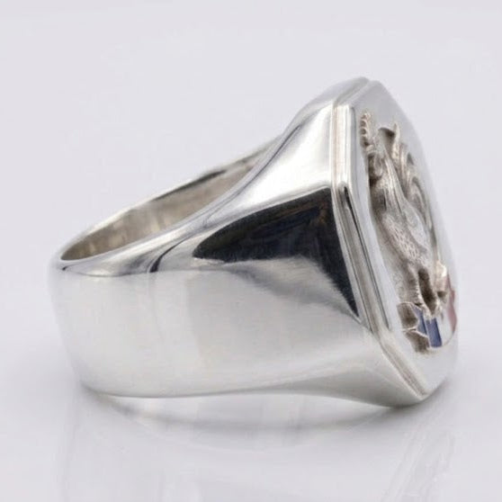 Chevalière Coq FR en Argent Massif : Fabrication Artisanale sur Mesure