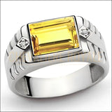 Bague chevalière argent avec la pierre de la beauté citrine