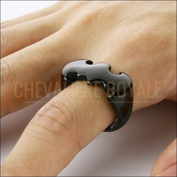 Bague chevalière Batman en acier inoxydable Noir- Chevaliere Royale - 23