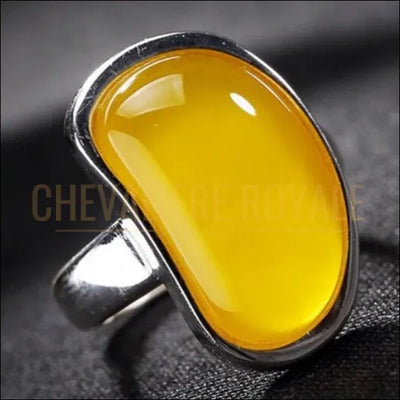 Bague Chevalière Chrysoprase Jaune : Éclat Naturel pour Femmes-Chevaliere Royale - 