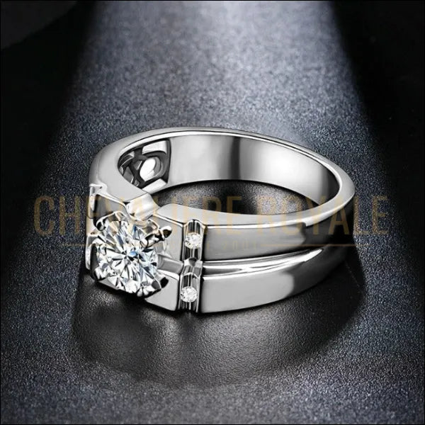 Bague chevalière pour homme  de moissanite de forme ronde de 1,5 mm