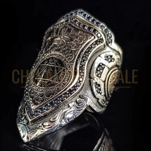 Bague chevalière de Sceau de Salomon Zihgir en argent-Chevaliere Royale -