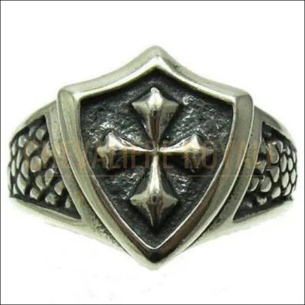 Bague chevalière en argent massif 925 avec écu croix de Malte