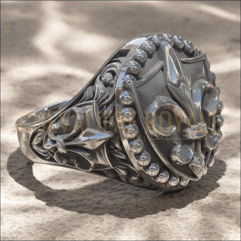 Bague Chevalière Fleur de Lys – Sculptée à la Main-Chevaliere-Royale-546