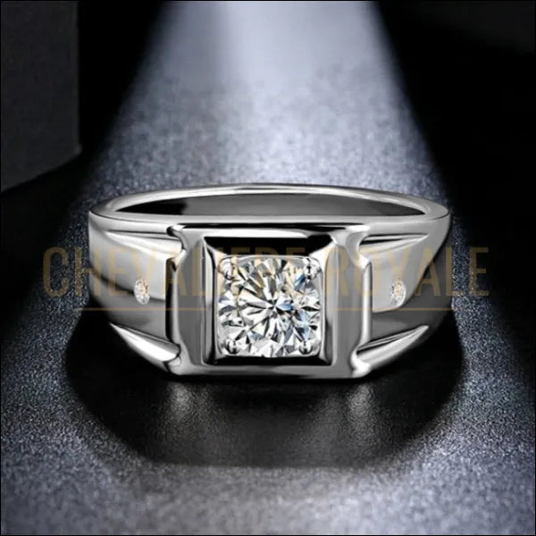 Bague chevalière homme la moissanite deux diamantes 