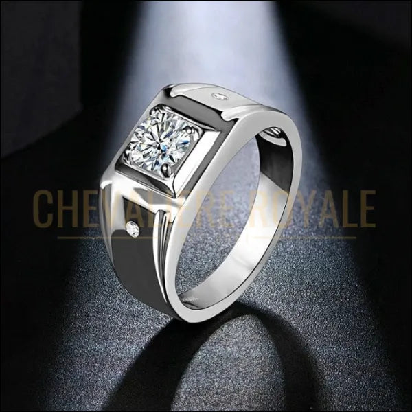 Bague chevalière homme avec la moissanite deux diamantes 