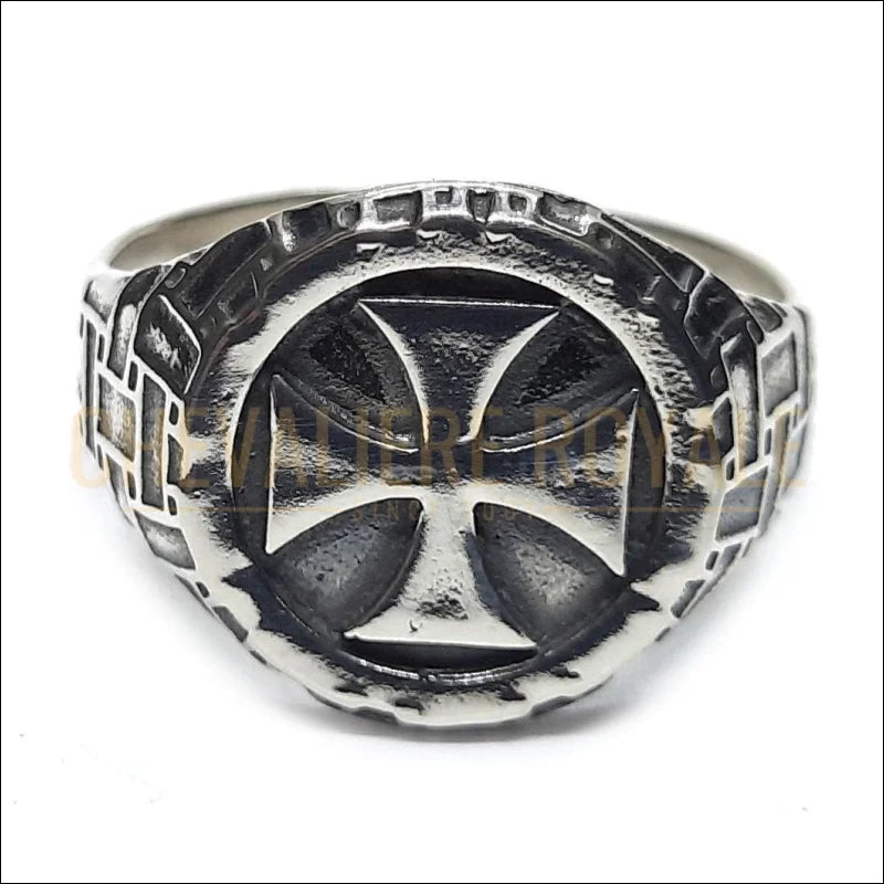 Bague Chevalière Ovale Homme Argent Croix Maçonnique-Chevaliere Royale-44