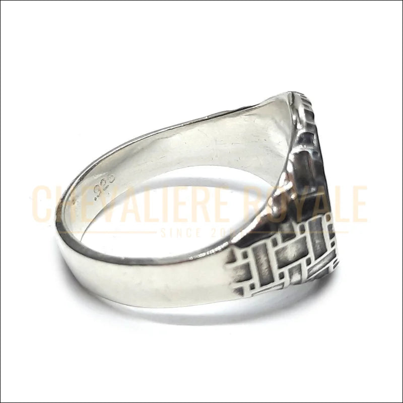 Bague Chevalière Ovale Homme Argent Croix Maçonnique-Chevaliere Royale-989