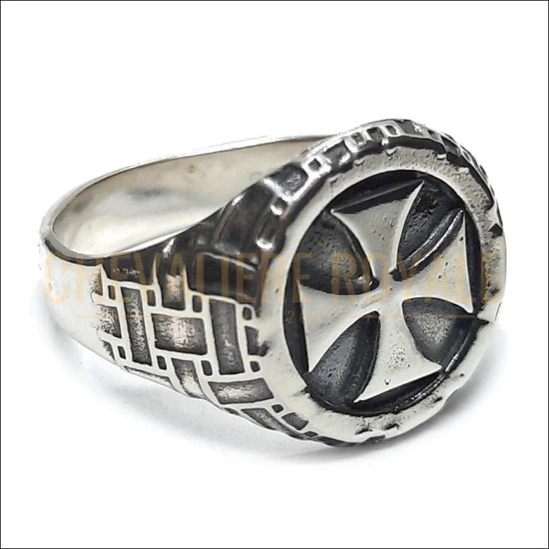 Bague Chevalière Ovale Homme Argent Croix Maçonnique-Chevaliere Royale-852